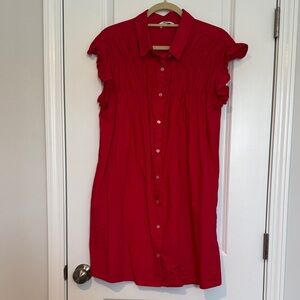 Chic Red Ruffle Sleeve Mini Dress